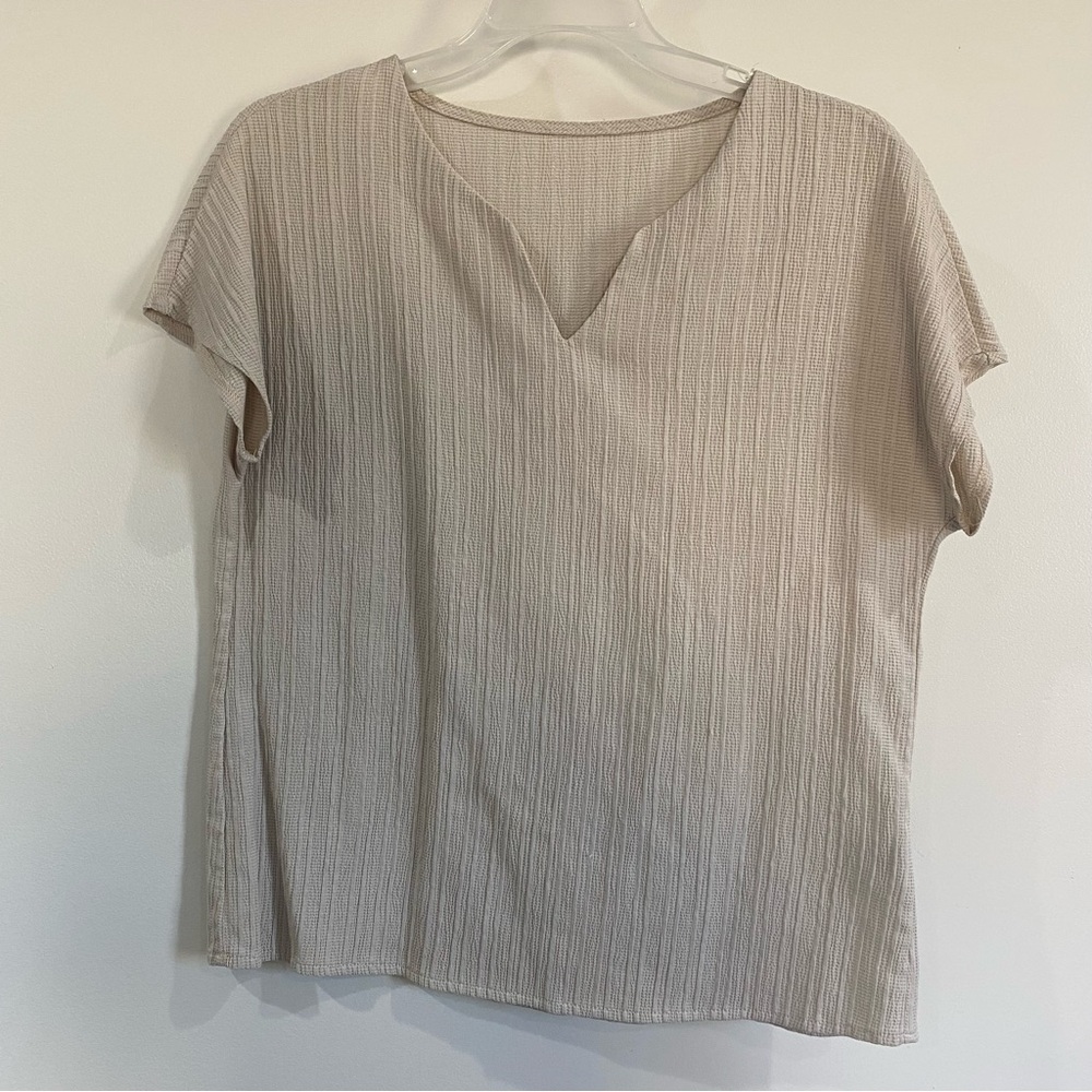 Women's Beige V-Neck Top